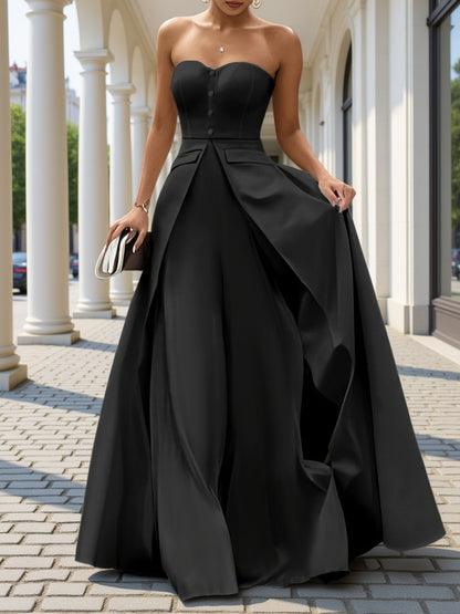 Damen Elegantes Abendkleid mit Bandeau-Design und Knopfleiste – Perfekt für festliche Anlässe
