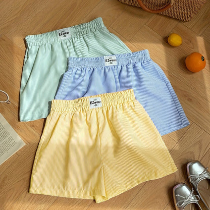 Damen Pyjama Shorts Set mit Streifenmuster – Bequeme Freizeitshorts für Zuhause und Schlaf