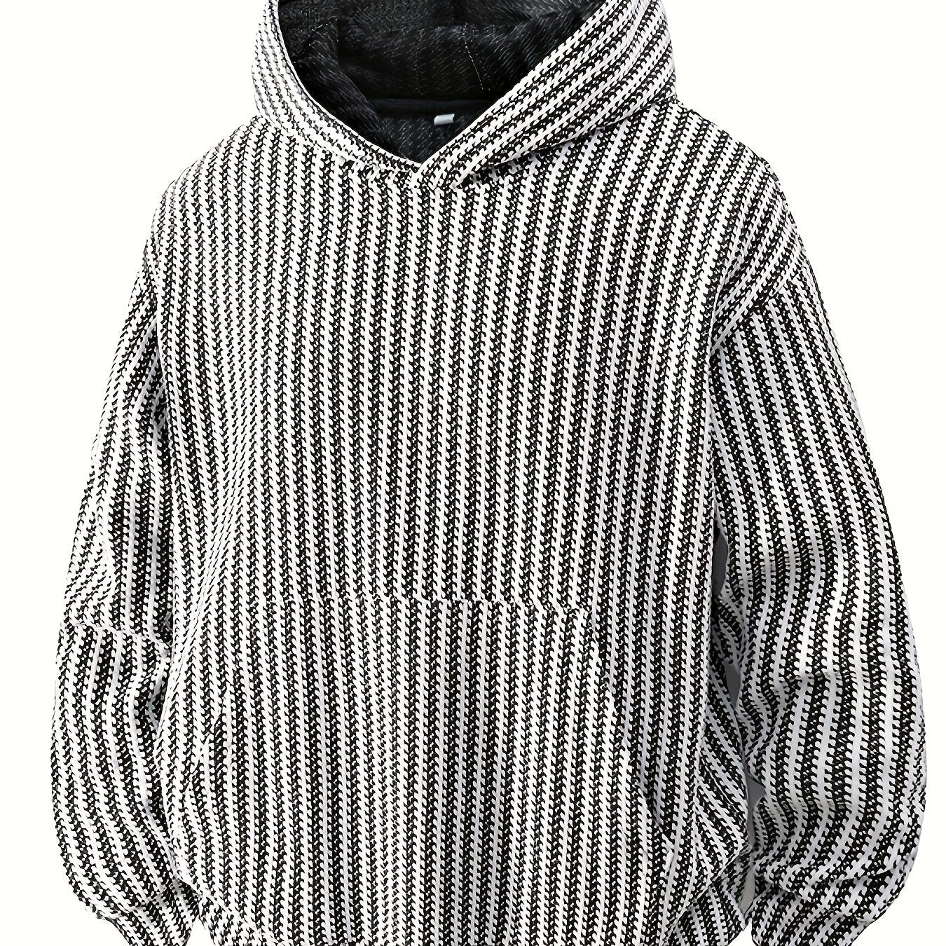 Hoodie mit Kapuze und Kängurutasche – Gerippter Strukturstoff
