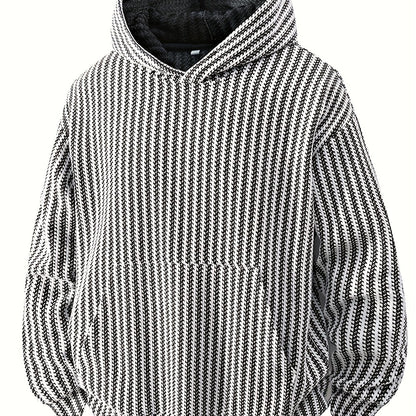 Hoodie mit Kapuze und Kängurutasche – Gerippter Strukturstoff
