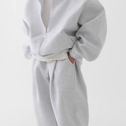 Unisex Trainingsanzug Set mit Reißverschluss Kapuzenjacke und Jogginghose
