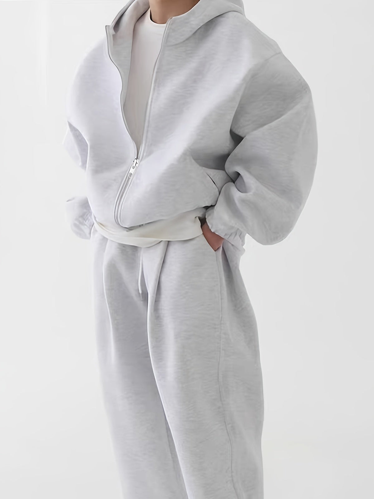 Unisex Trainingsanzug Set mit Reißverschluss Kapuzenjacke und Jogginghose