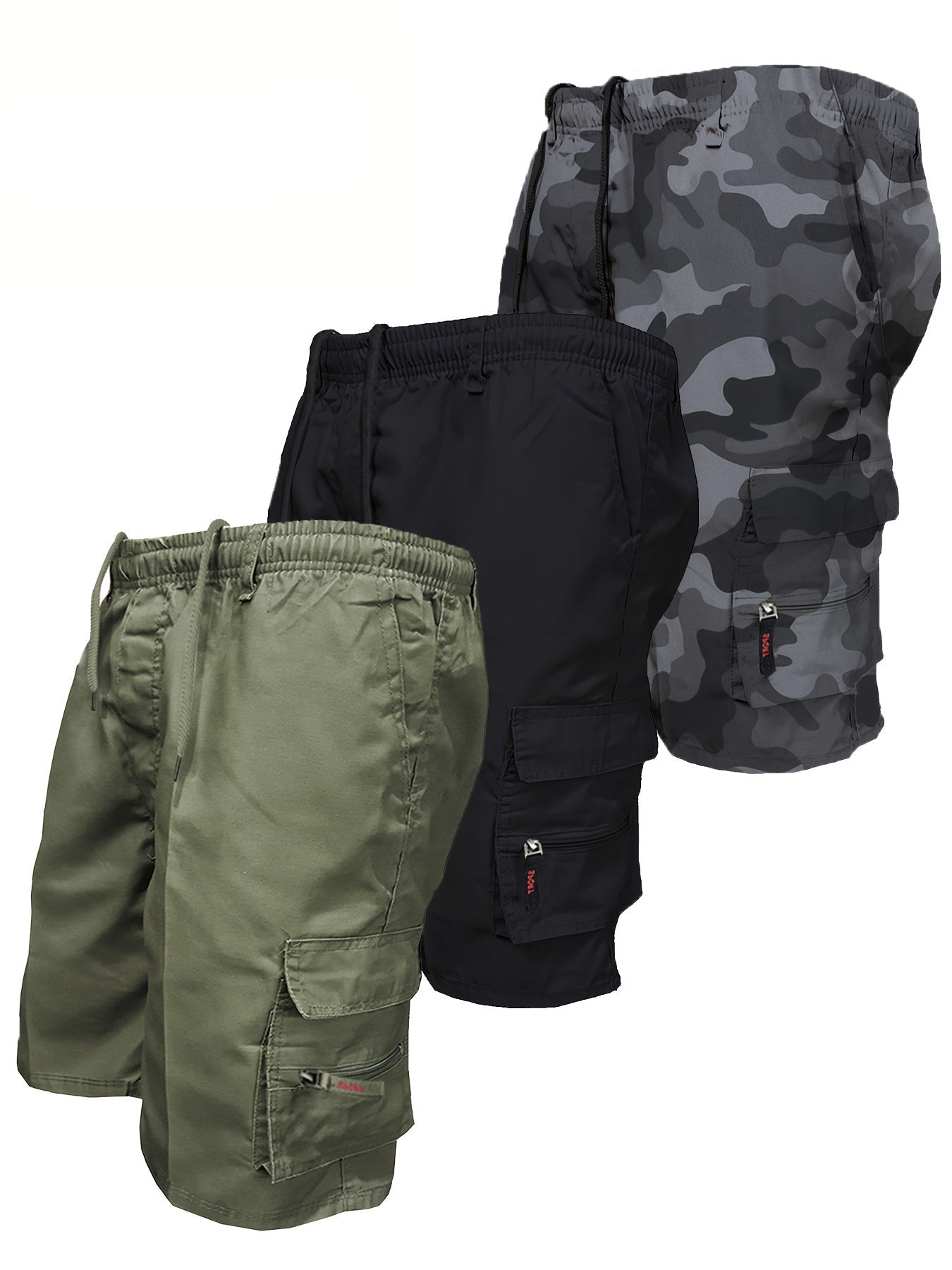 Herren Cargo Shorts 3er Pack – Bequeme Utility Bermudas mit Taschen für Alltag & Freizeit