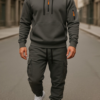 Herren Jogginganzug mit Hoodie & Cargo-Hose - Freizeitanzug mit Reißverschluss