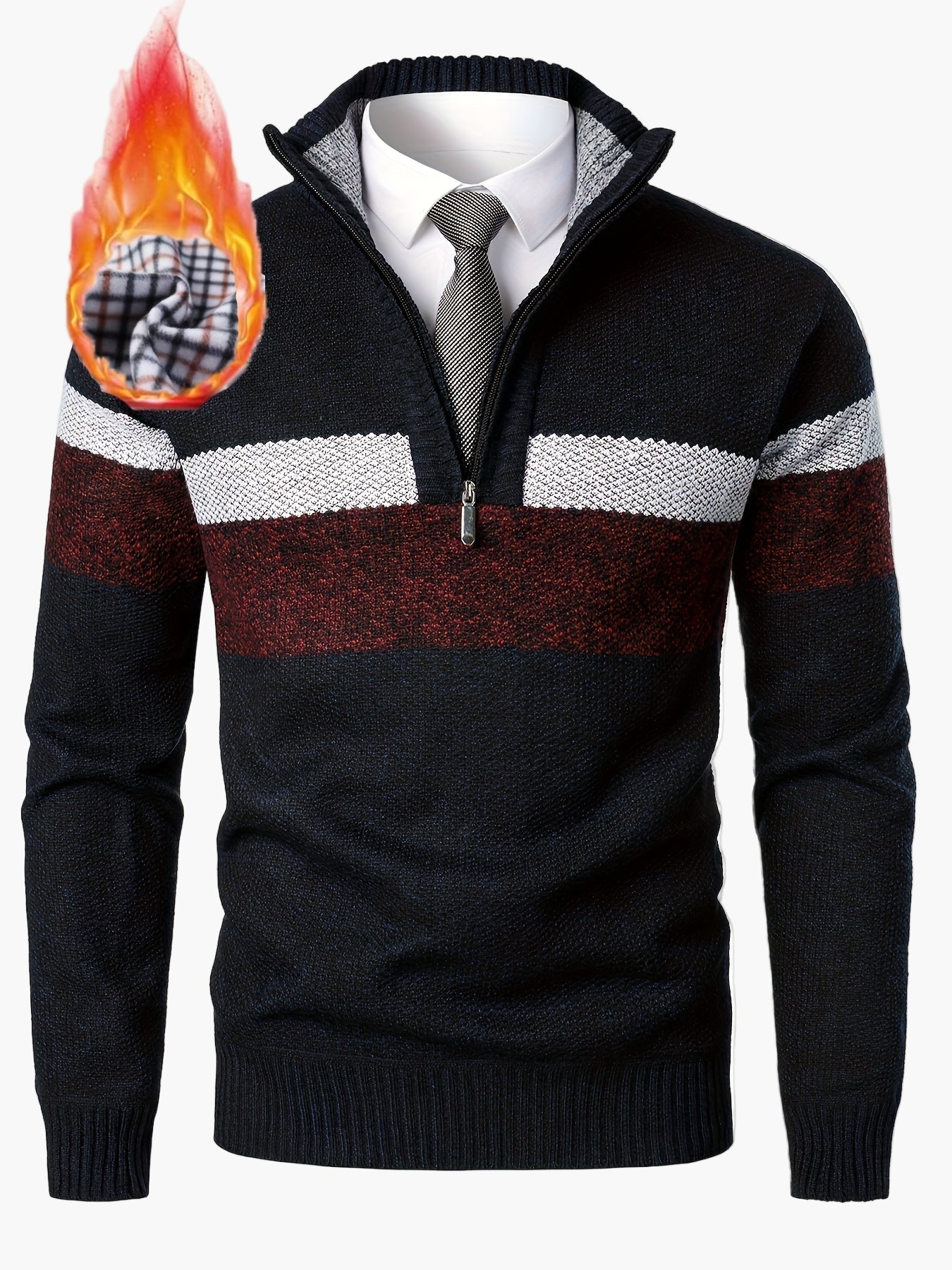 Herren Strickpullover mit Stehkragen und Reißverschluss – Eleganter Freizeit Look für Herbst & Winter