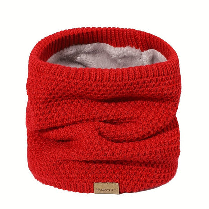 Letter Leather Label Knitted -Lined Thickened Warm Neck Gaiter for Outdoor Skiing and Cycling Windproof Scarf