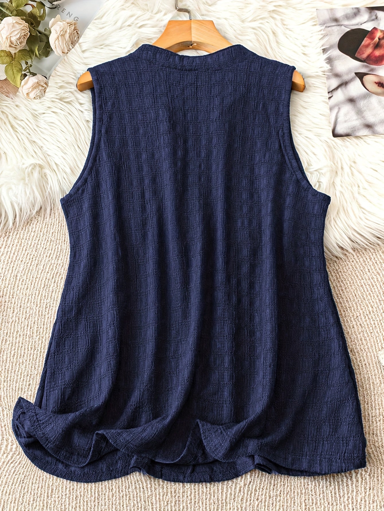 Damen Elegantes Ärmelloses Tunika-Top mit V-Ausschnitt – Perfekt für Alltag und Freizeit