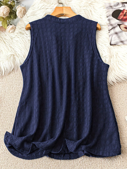 Damen Elegantes Ärmelloses Tunika-Top mit V-Ausschnitt – Perfekt für Alltag und Freizeit