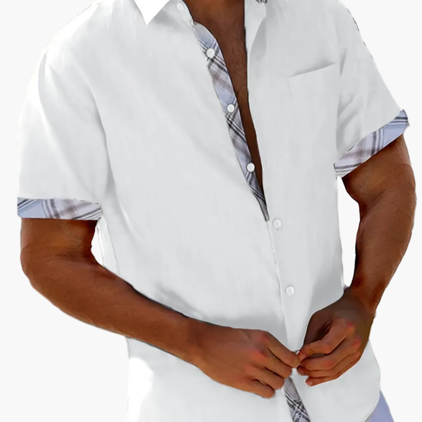 Herren Sommer Freizeithemd Kurzarm mit Kontrast-Details – Stilvoll für Urlaub und Alltag