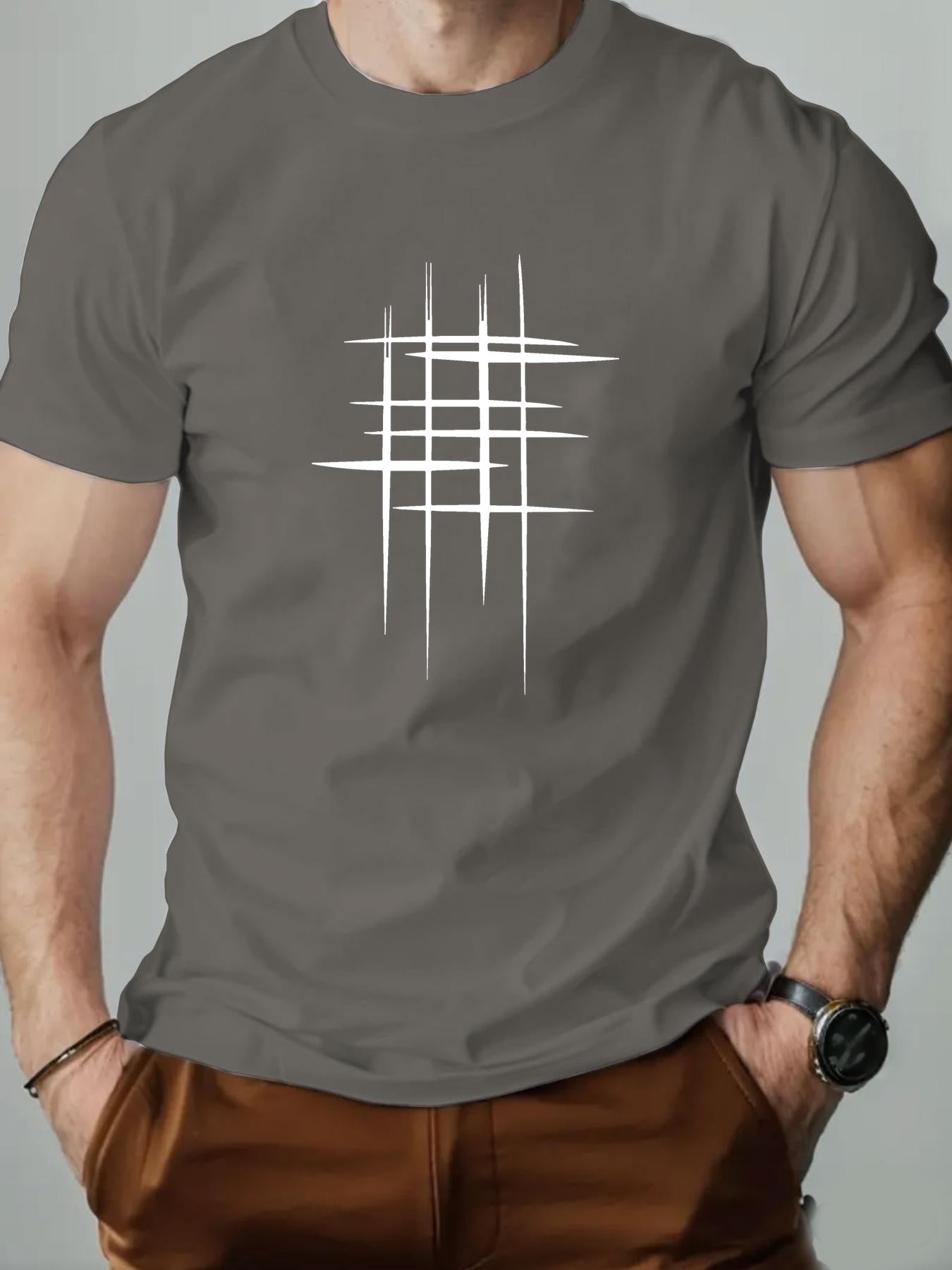 Herren T-Shirt mit modernem abstraktem Linien-Print – Casual Style für Alltag & Freizeit