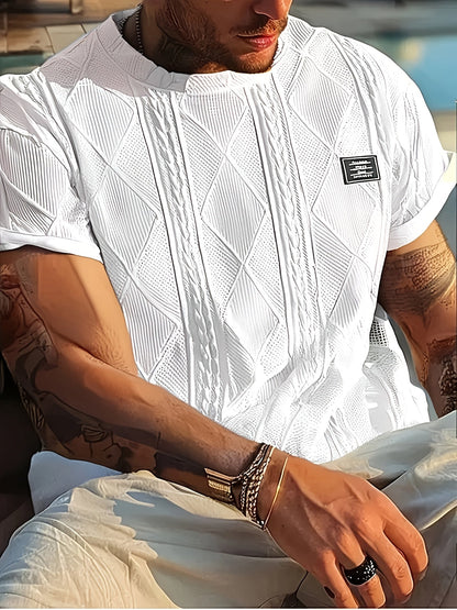 Herren T-Shirt im Strickmuster-Look – Freizeit, modisch, Sommer
