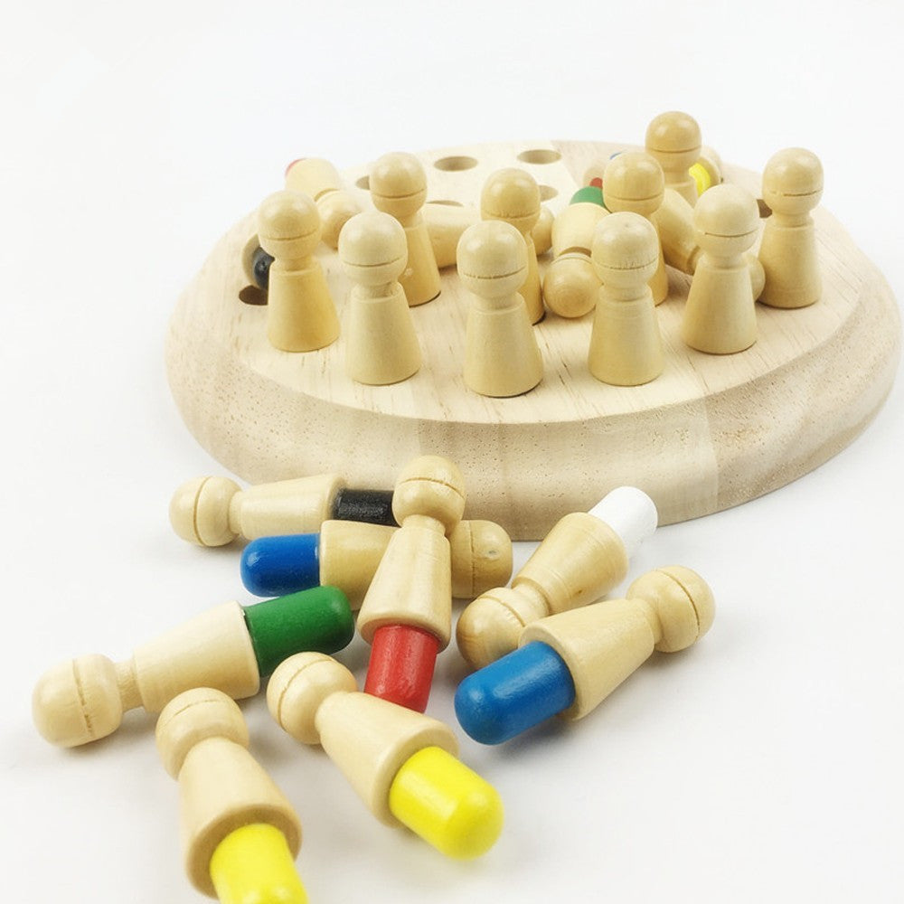 Gedächtnisspiel Holz Memory Match Stick Schach für Kinder ab 3 Jahren – Lernspiel zur Förderung von Farben- und Formenverständnis