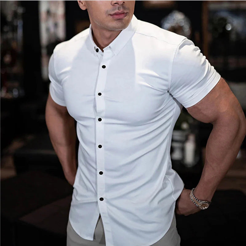 Herren Kurzarmhemd Slim Fit mit Stehkragen – Elegant für Büro & Freizeit