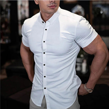 Herren Kurzarmhemd Slim Fit mit Stehkragen – Elegant für Büro & Freizeit