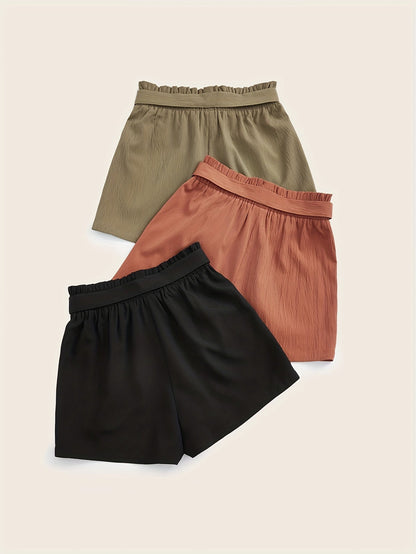Damen Shorts mit Schleife – Sommerliche Freizeitshorts im 3er-Pack, ideal für den Strand