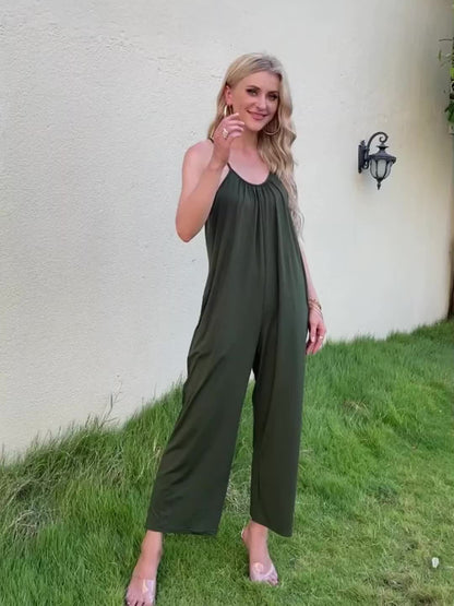 Damen Jumpsuit mit Spaghettiträgern – Lässiger Einteiler für Alltag und Urlaub