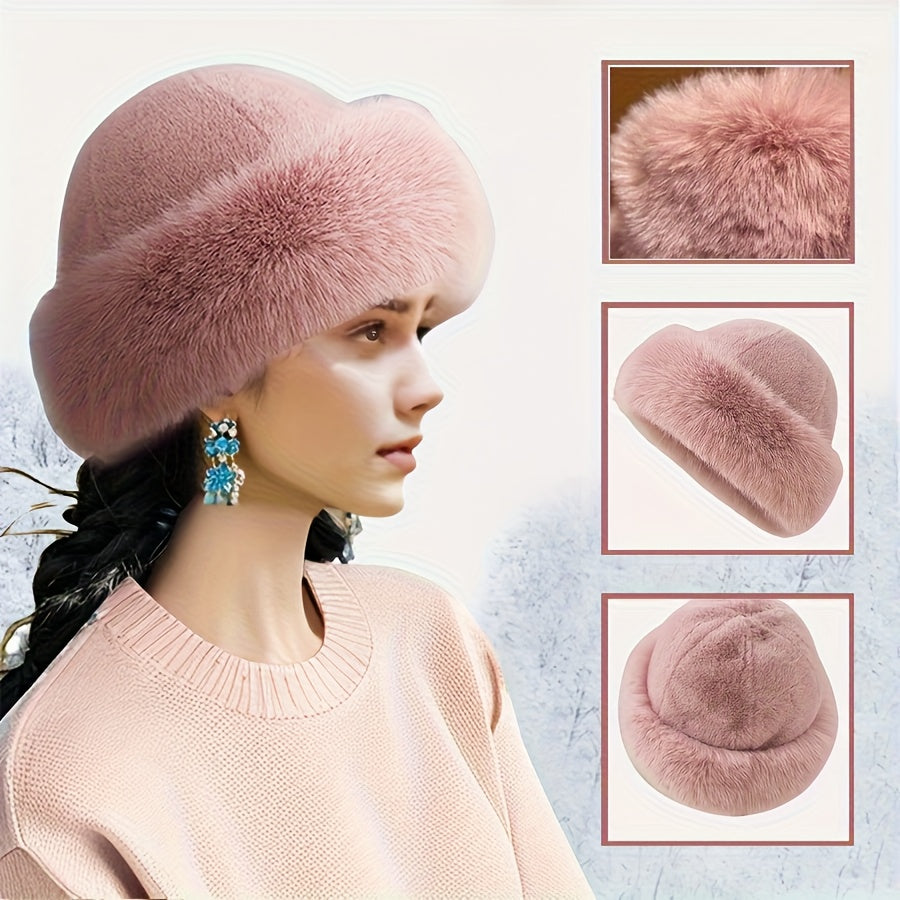 Winter Set Pelzimitat 3-teilig: Hut, Schal & Handschuhe mit Kunstfellbesatz, Warme Winteraccessoires