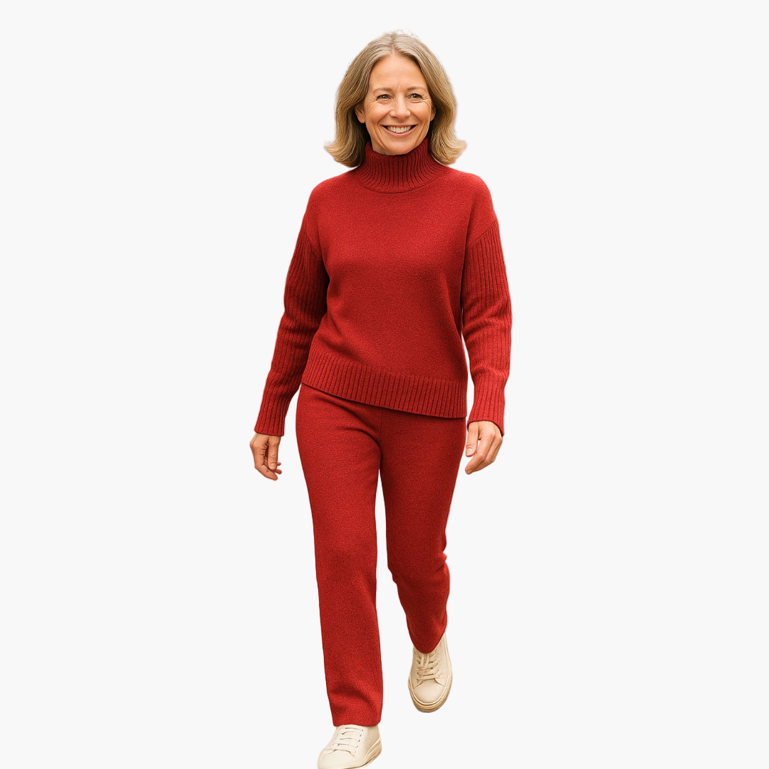 Damen Kaschmir-Strickset Loungewear Elegant & Bequem für Alltag und Freizeit