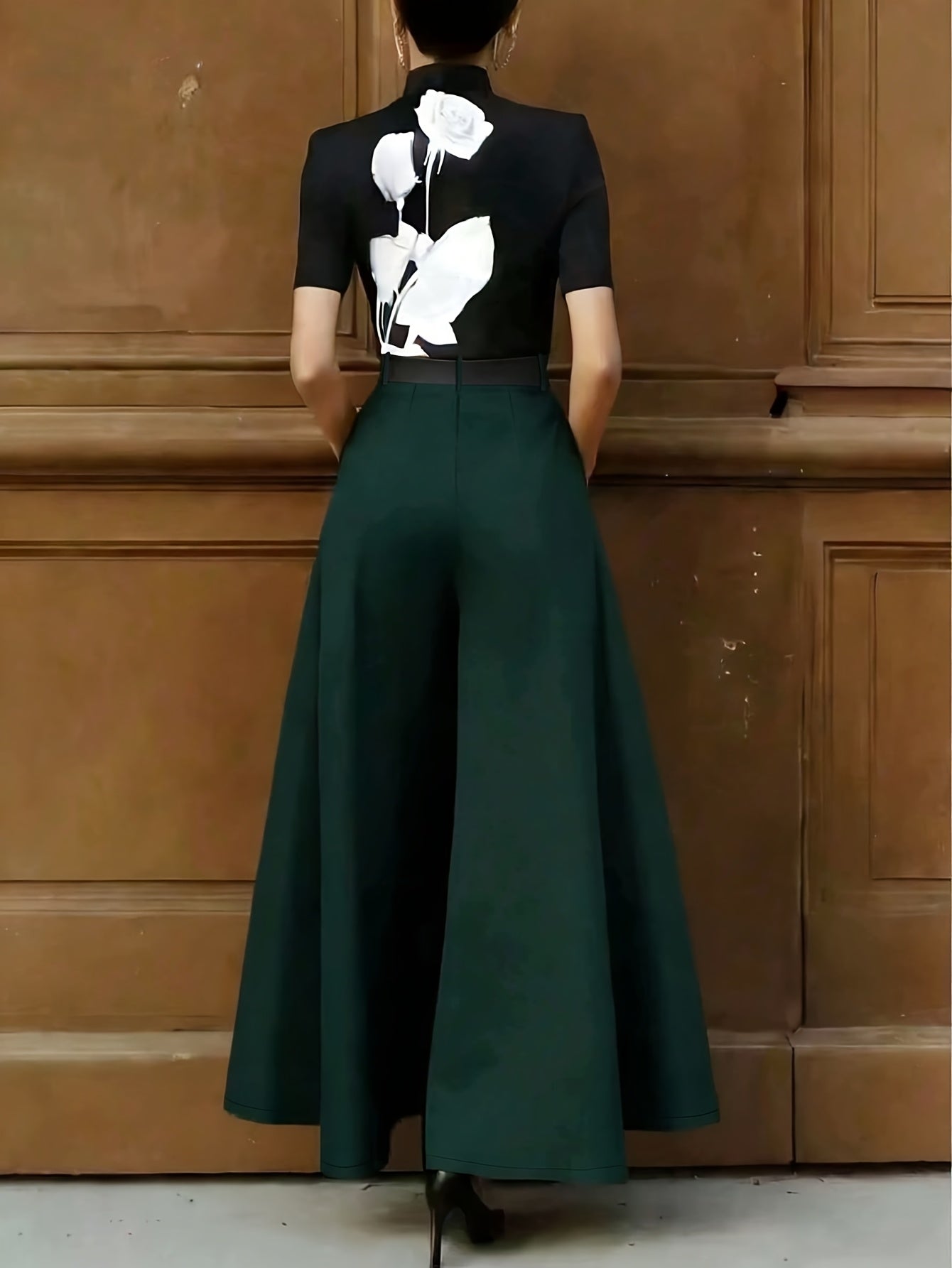 Damen Weitbeinige Palazzo-Hose Eleganter High-Waist Business & Abend-Look