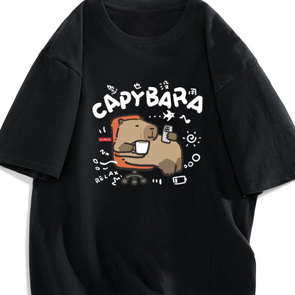Herren T-Shirt mit Capybara-Print – Lustiges Freizeitshirt für entspannte Tage