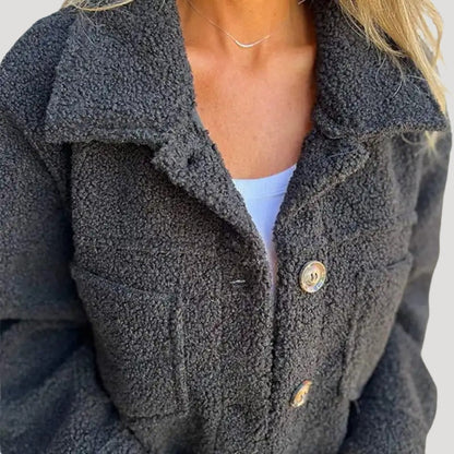 Damen Teddy-Fleecejacke – Modische Sherpa Übergangsjacke für Alltag und Freizeit