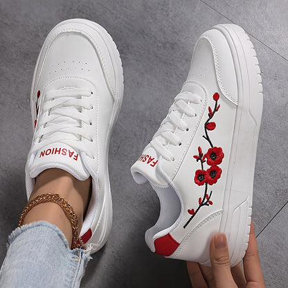Damen Sneaker mit Blumenstickerei und modischem Design – Alltag & Freizeit