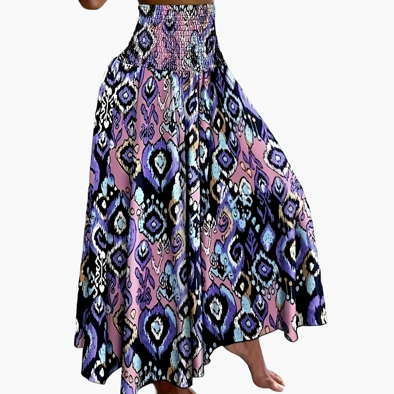 Damen Maxirock mit tropischem Print – Eleganter Boho-Stil für Sommer und Urlaub