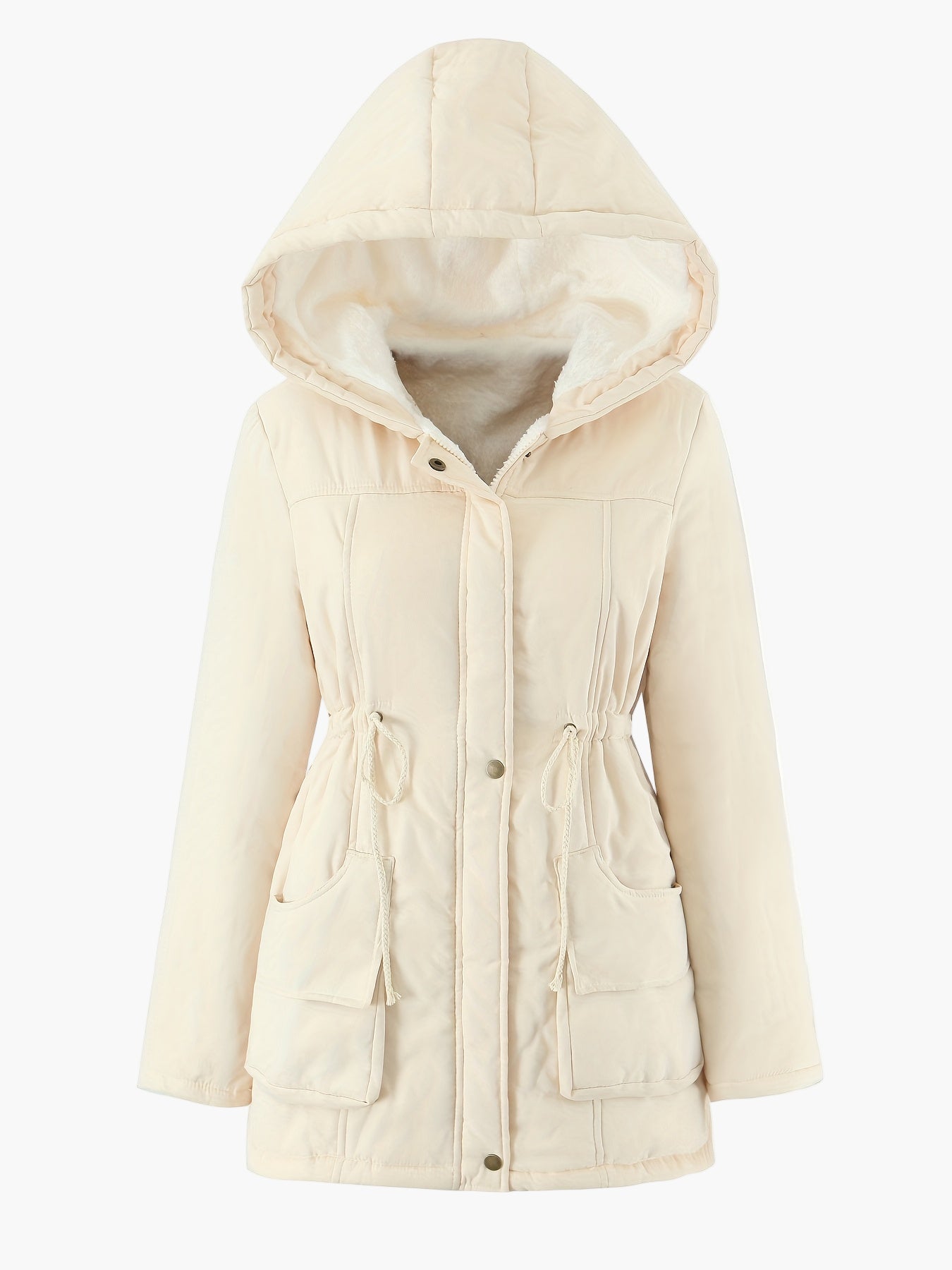Damen Winterparka mit Kapuze und Fleece-Futter – Lässiger Outdoor-Mantel