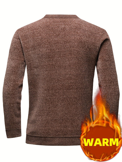 Herren Pullover Rundhals Langarm Strickpullover mit Streifenmuster