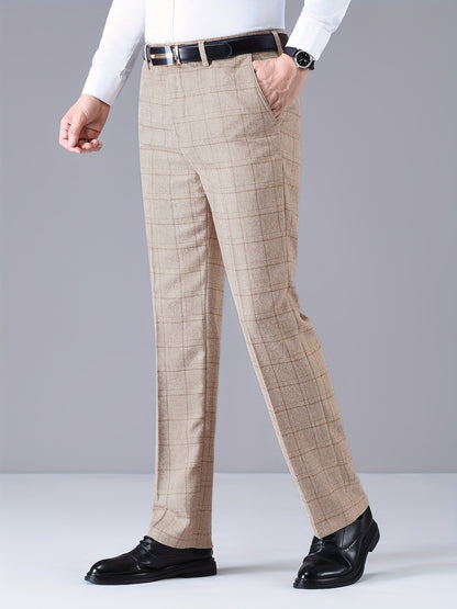 Herren Hose im Karomuster Anzughose Klassisch Elegante Freizeithose