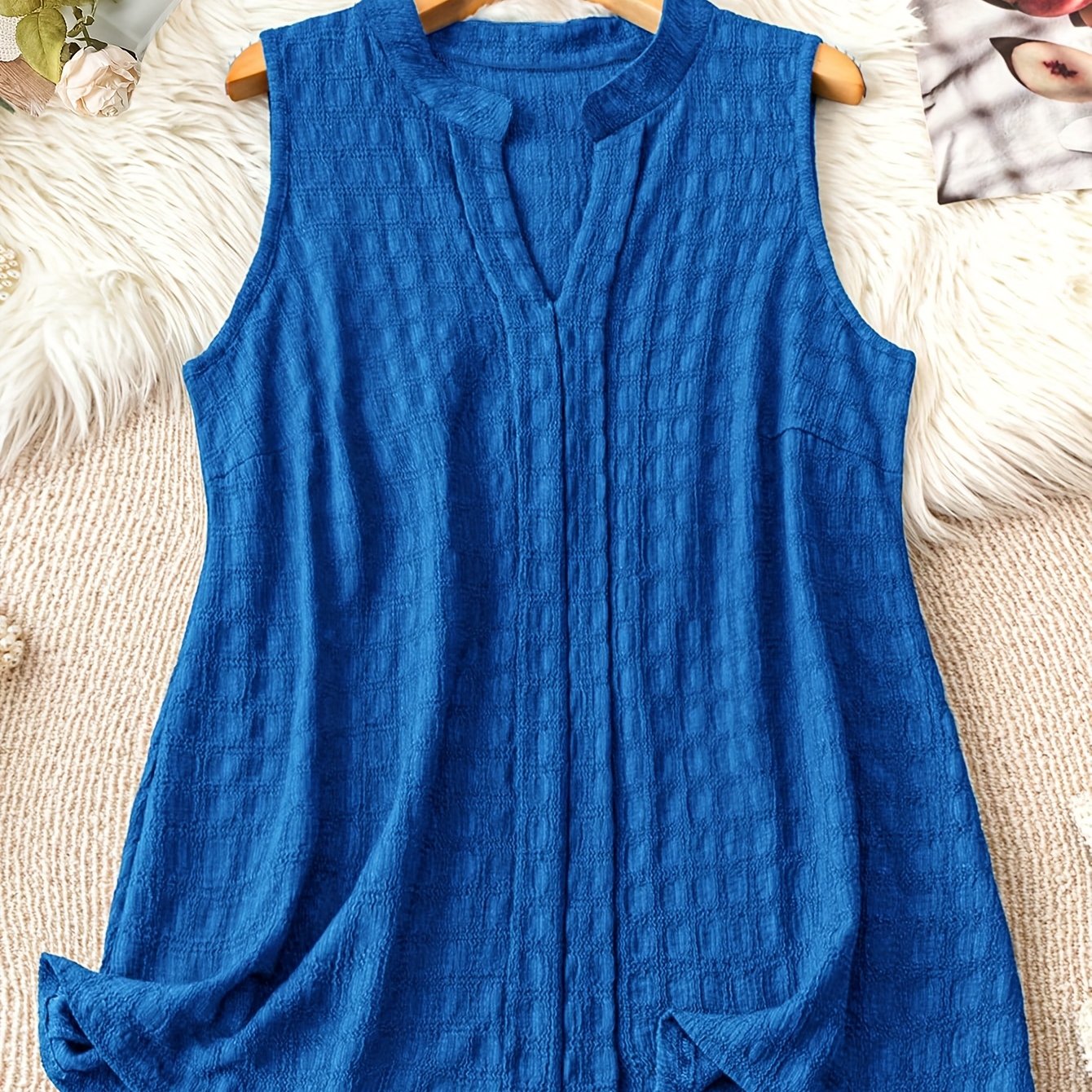 Damen Elegantes Ärmelloses Tunika-Top mit V-Ausschnitt – Perfekt für Alltag und Freizeit