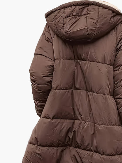 Damen Winter Steppmantel mit Kapuze – Langer Casual Outdoor Mantel für kalte Tage