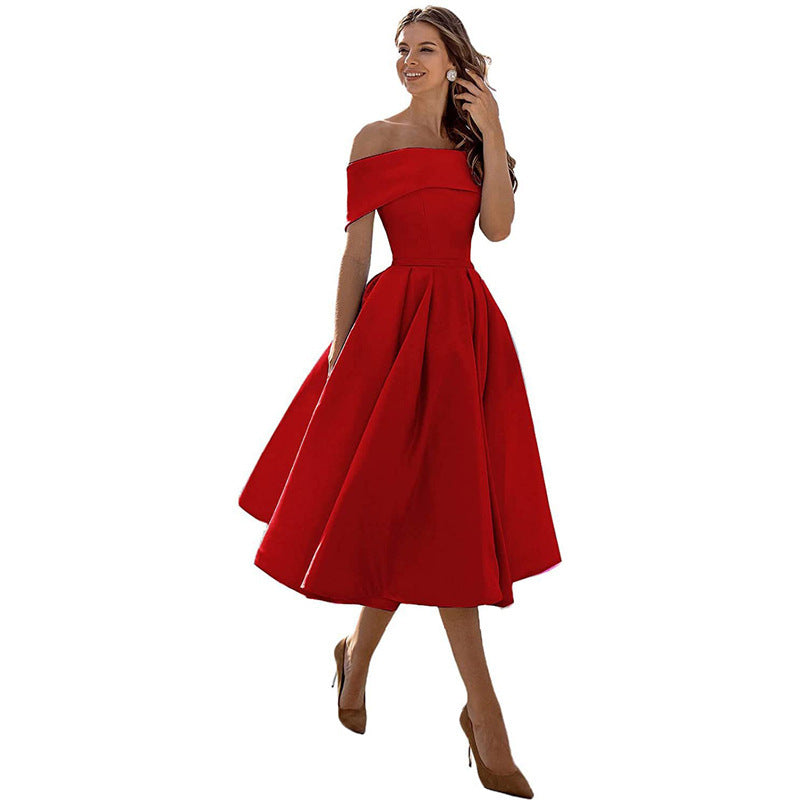 Elegantes Damen-Off-Shoulder-Abendkleid im klassischen Design