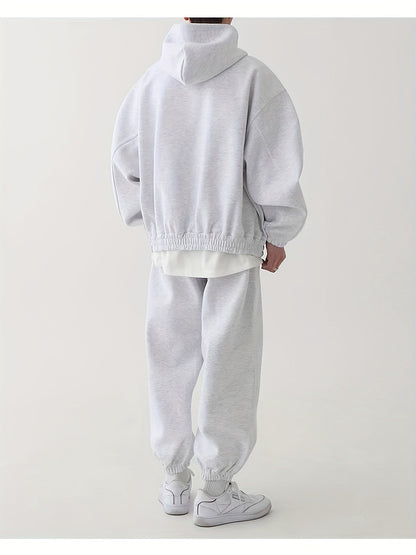 Unisex Trainingsanzug Set mit Reißverschluss Kapuzenjacke und Jogginghose