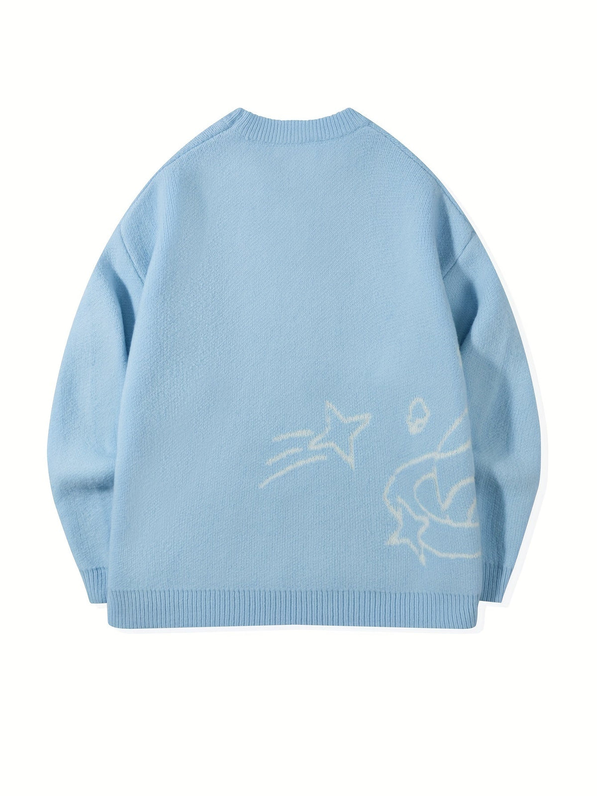Unisex Strickpullover Rundhals mit Weltall-Muster & Sternen