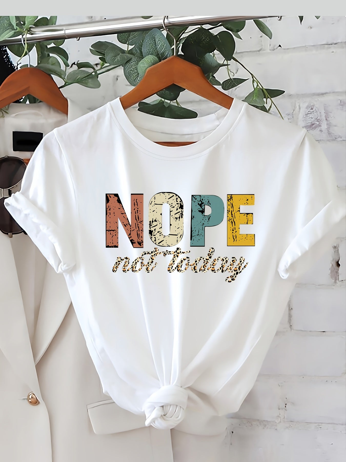 Damen Statement T-Shirt "NOPE Not Today" – Lockeres Freizeitshirt mit Spruch