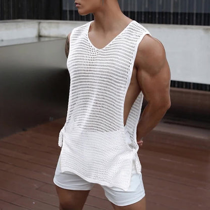 Herren Mesh-Top mit offenen Seiten – Moderner Streetstyle Look für Festivals und Partys
