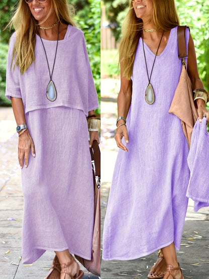 Damen Zweiteiliges Maxikleid Set Casual Sommer Boho Stil