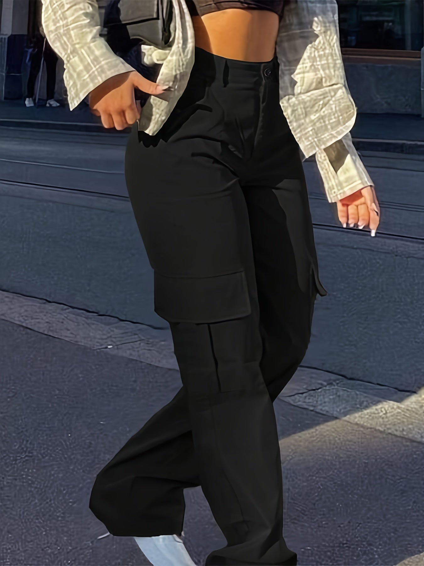 Damen Y2K Cargo-Hose mit weitem Bein – Streetstyle für Alltag und Freizeit