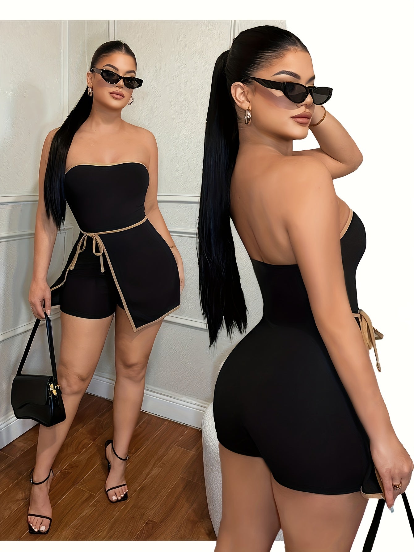 Damen Jumpsuit Bandeau Stil Elegant für Abend und Party