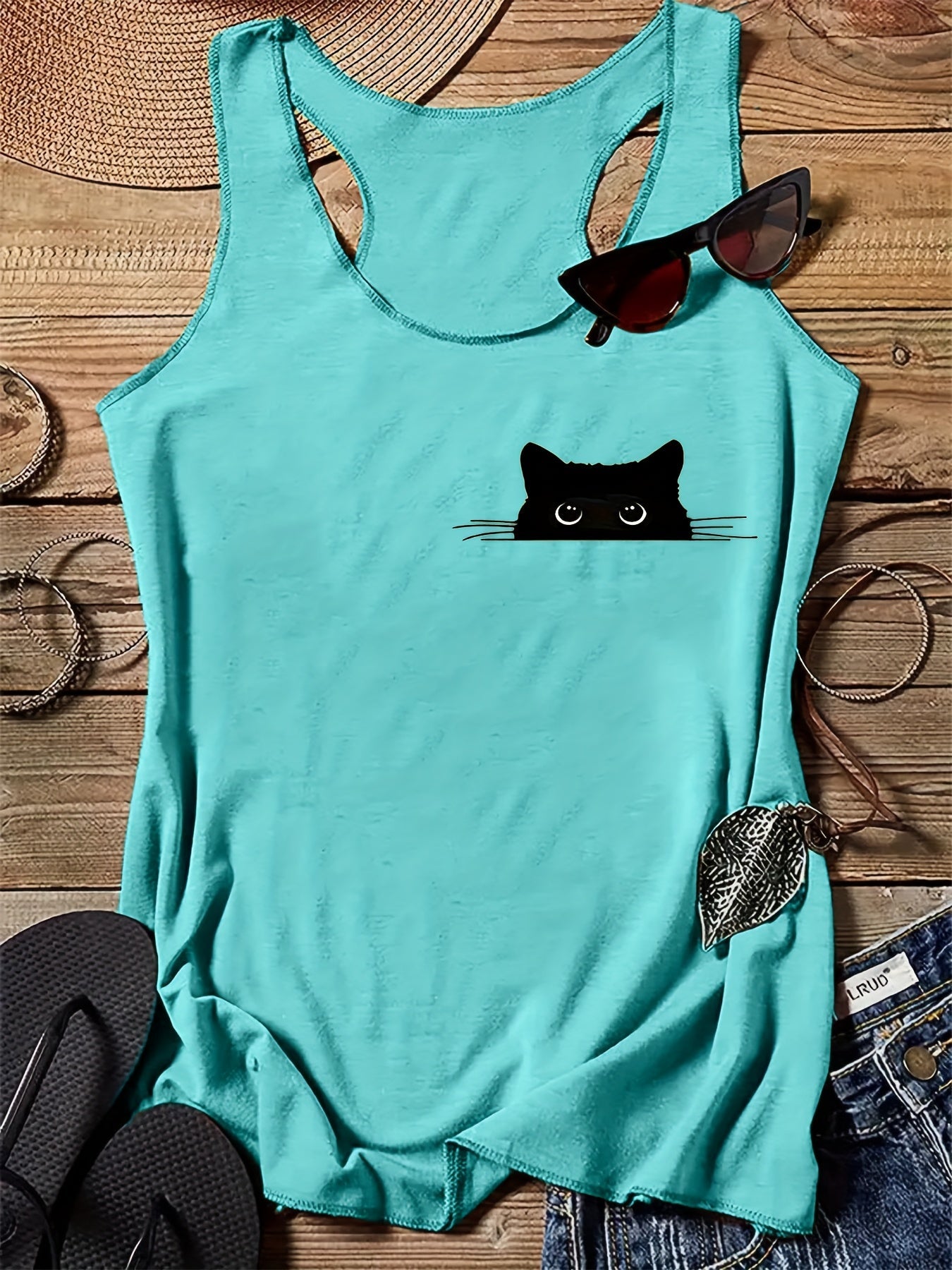 Damen Tanktop mit Katzenmotiv – Lustiges Freizeitshirt für Katzenliebhaberinnen