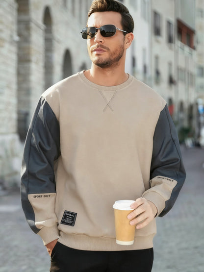 Herren Colorblock Sweatshirt mit Rundhalsausschnitt und Rippbündchen