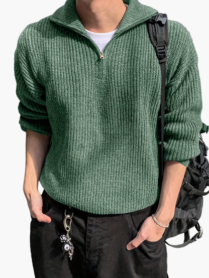 Herren Strickpullover mit Reißverschluss – Lässiger Freizeitstil für Frühling & Herbst