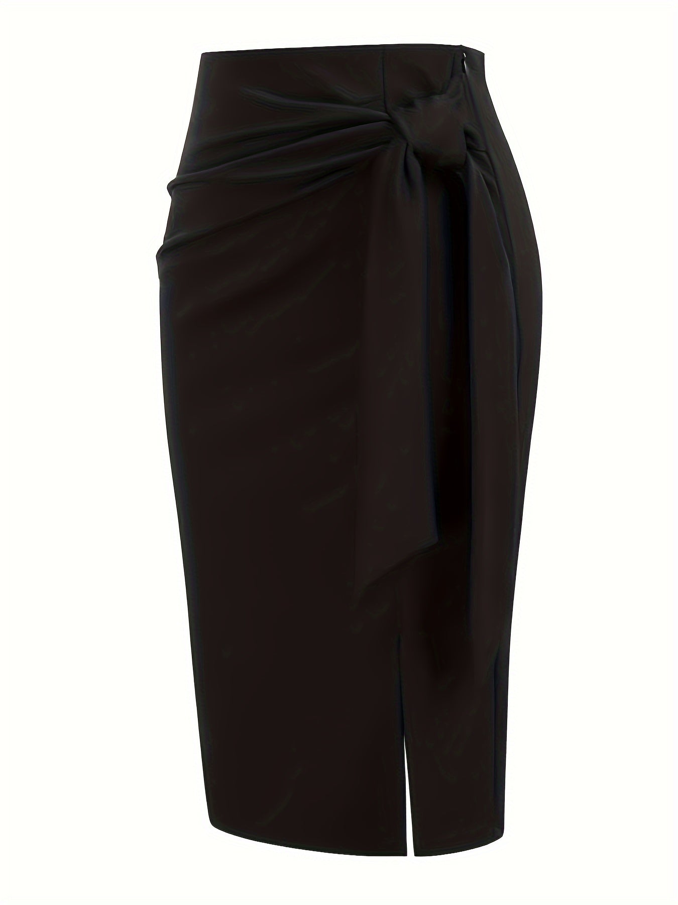 Damen Eleganter Midirock mit Knoten-Detail und Schlitz – Perfekt für Büro & Ausgehen