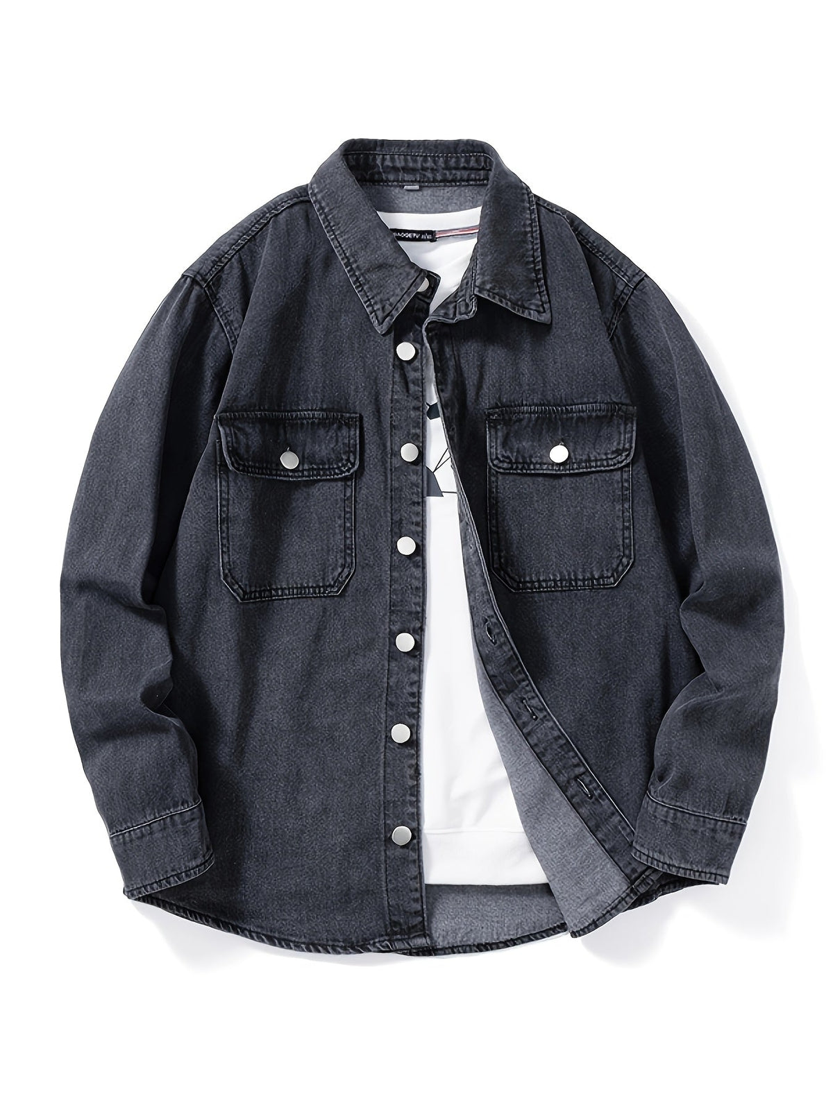Jeanshemd Herren Hemd Denim Shirt Langarm Casual Freizeithemd mit Brusttaschen