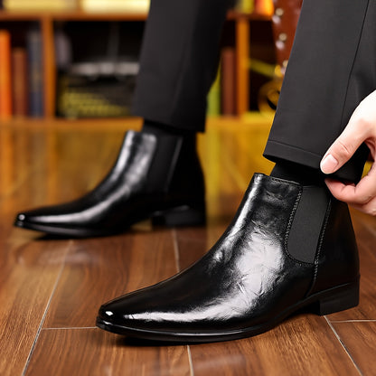 Herren Stiefeletten Klassisch Elegant mit Elastikeinsatz