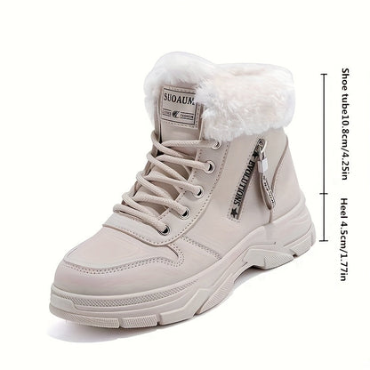 Winterstiefel Damen gefüttert Schnürstiefeletten mit dicker Sohle