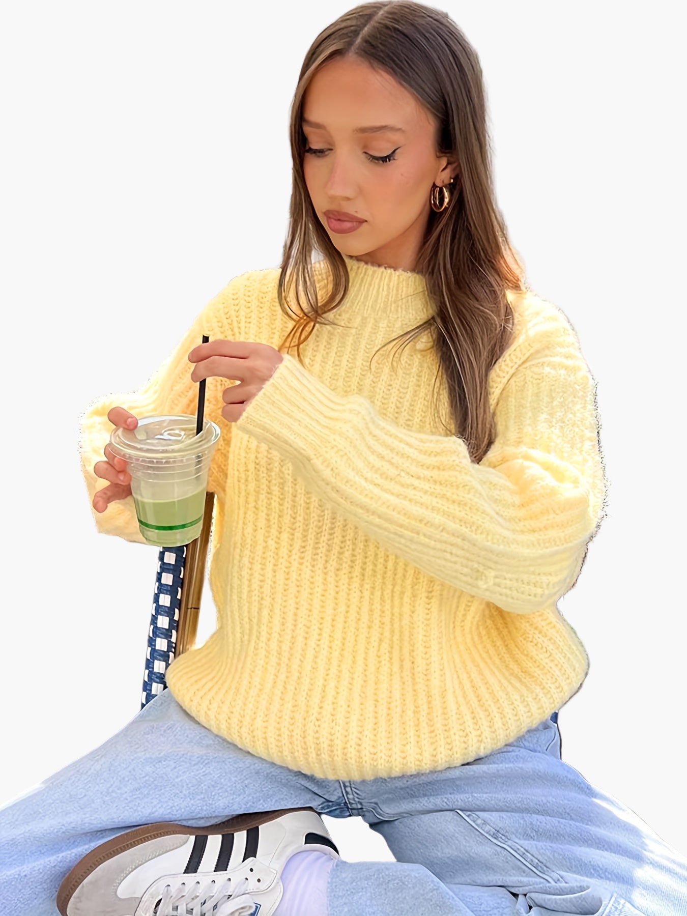 Damen Strickpullover im lässigen Oversize-Design für Herbst und Winter – Modischer Freizeit-Look