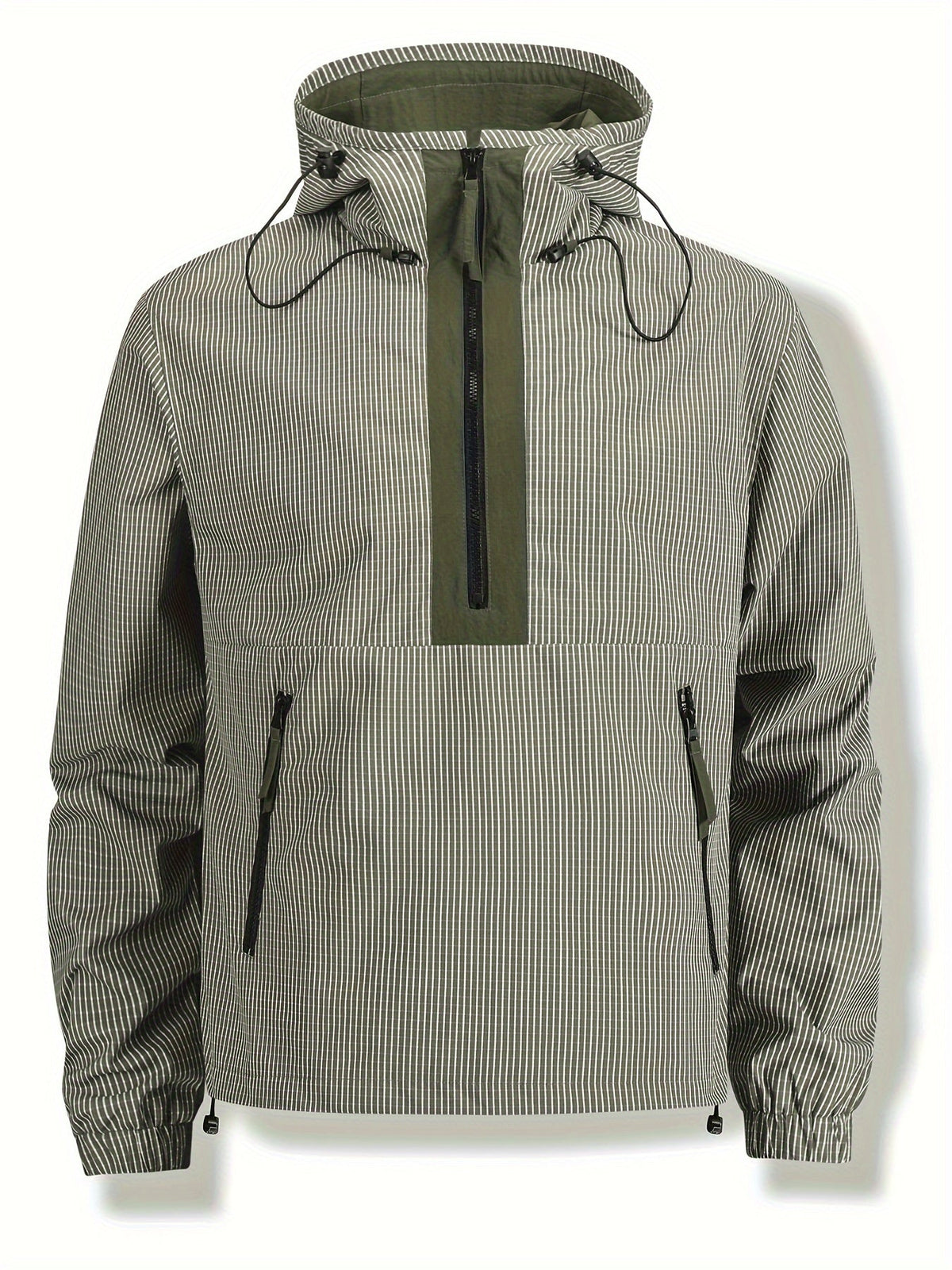 Anorak Jacke gestreift mit Kapuze und Reißverschluss