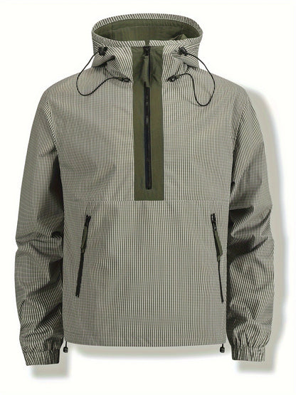 Anorak Jacke gestreift mit Kapuze und Reißverschluss